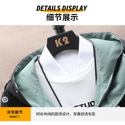 Casual Two-Piece Men's Sets 2026 Spring Autumn Loose Coats & Pant Tracksuits Outdoor Windproof Hooded Jacket And Jogger Clothing
