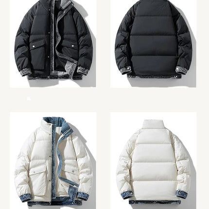 2025 Autumn and Winter New Down Jacket Fashionable Thickened Short Hooded Bakery Jacket for Men