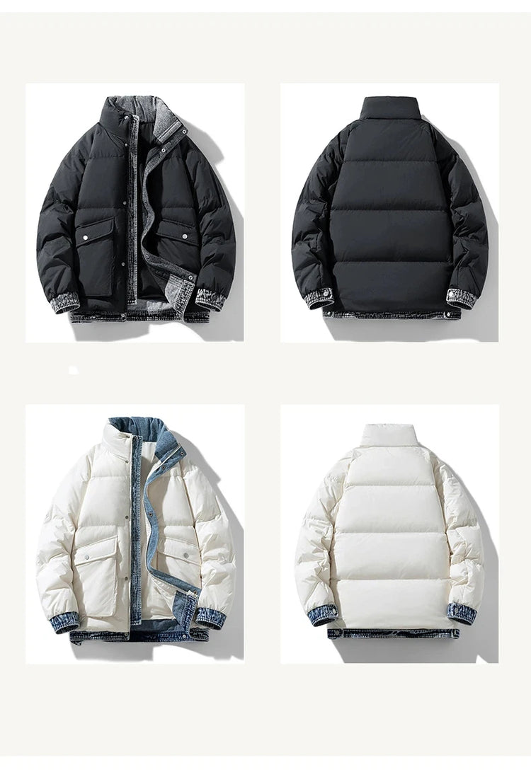 2025 Autumn and Winter New Down Jacket Fashionable Thickened Short Hooded Bakery Jacket for Men