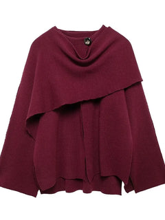 MUJER Cape Coat Women Scarf Collar Ponchos Women 2025 Shawl Long Sleeve Winter Woman Ponchos Cloak Knitted Cardigan for Women