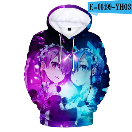 Harajuku Hip Hop Comfortable Re ZERO Rem Ram 3D print Hoodies Sweatshirts Men/Women Sweatshirt Adult/Child Casual Pullovers