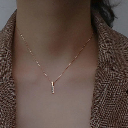 925 Sterling Silver Necklace Personality Charm Geometric Shape Pendant Choker Birthday Party Gift for Women Exquisite Jewelry PlatiNum