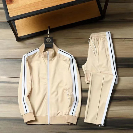 European and American new leisure sports suit men and women high-end fashion space cotton cardigan fashion two-piece large size PlatiNum