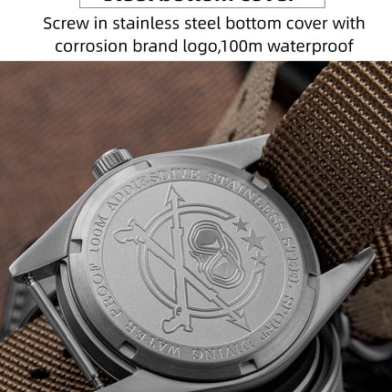 ADDIESDIVE 36mm Men's Analog Watch Bubble Mirror Glass 100m Waterproof Luminous Watch Simple Men Quartz Watches with Nylon Strap