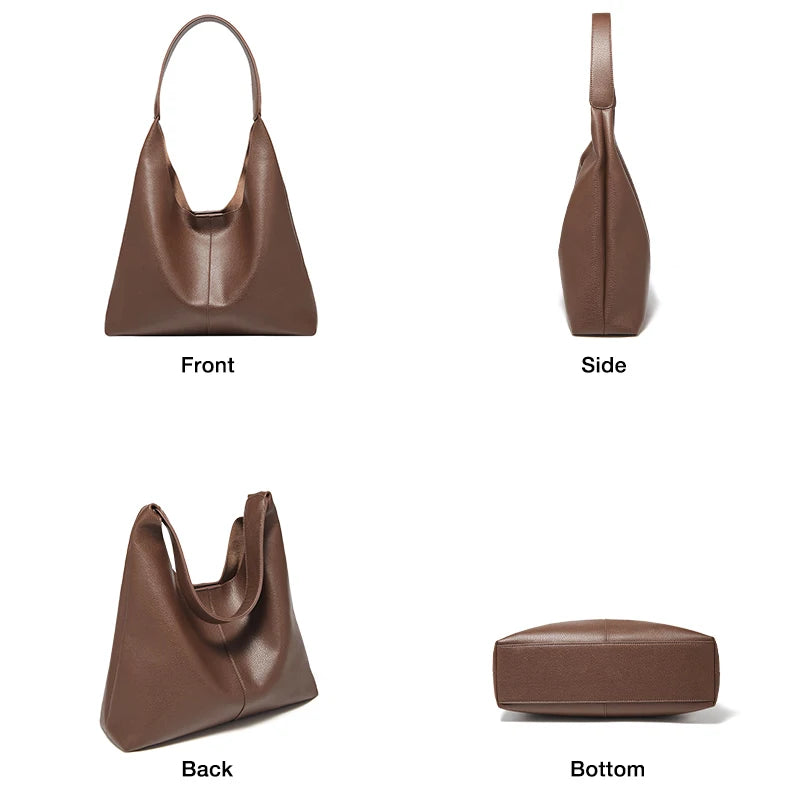 FOXER Minimalism Split Leather Women Shoulder Underarm Bag 2025 New Solid Casual Hobo Bag Female Daliy Tote Bag Purse