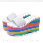 Infradito arcobaleno Sandali da spiaggia da donna Cinturino smerigliato estivo Pantofole con zeppa super alta Pantuflas estivi da donna