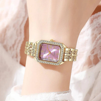 Orologi da donna rettangolari alla moda Orologio da donna al quarzo con strass Orologio da polso con cinturino Reloj Mujer (senza scatola) platinumshop