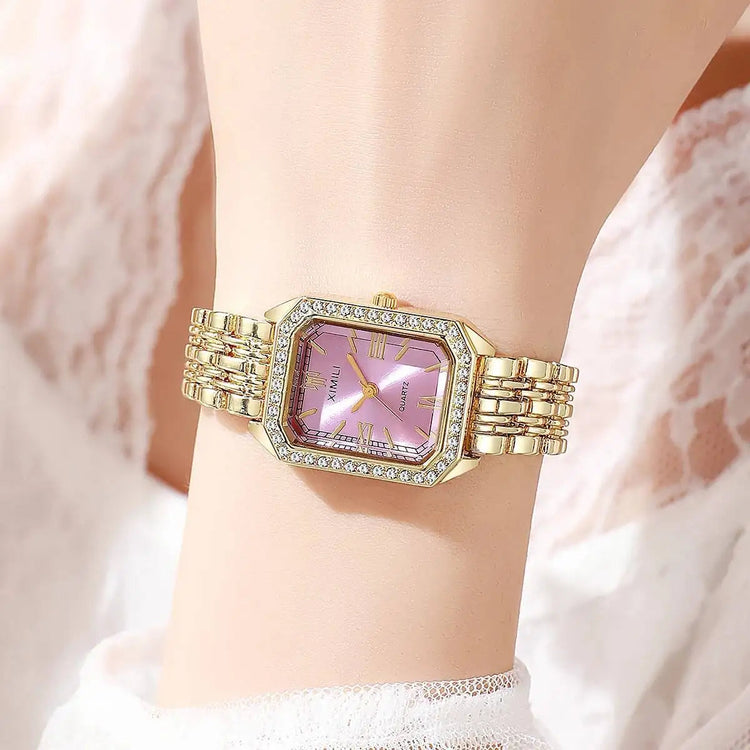 Orologi da donna rettangolari alla moda Orologio da donna al quarzo con strass Orologio da polso con cinturino Reloj Mujer (senza scatola) platinumshop