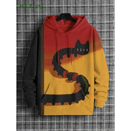 Cartoon Cat Dinosaur 3D Print Hoodies Men Women Fashion Oversized Vintage Hoodie Sweatshirt Coat Mens Clothing Unisex Sweatshirt