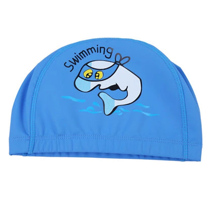 Cuffia da nuoto per bambini Tessuto PU impermeabile Simpatico cartone animato Animale Delfino Proteggi le orecchie Capelli lunghi Ragazzi Ragazze Cuffia da piscina Cappello