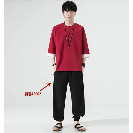 Camicie estive Uomo Stile cinese Kung Fu Tai Chi Camicette casual traspiranti tinta unita Uomo Cardigan tradizionale retrò Tang Suit