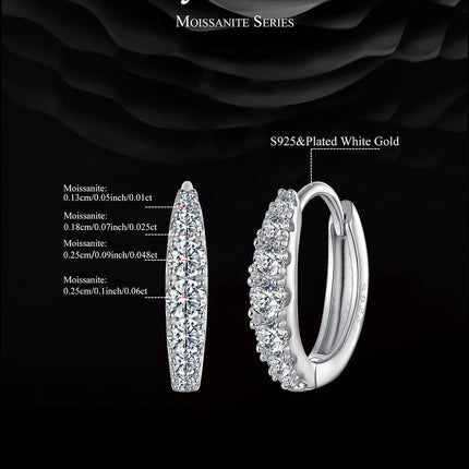BAMOER Moissanite Huggie Hoop Earrings for Women, 925 Sterling Silver Hypoallergenic Earrings with White Gold Plated MSE092 PlatiNum