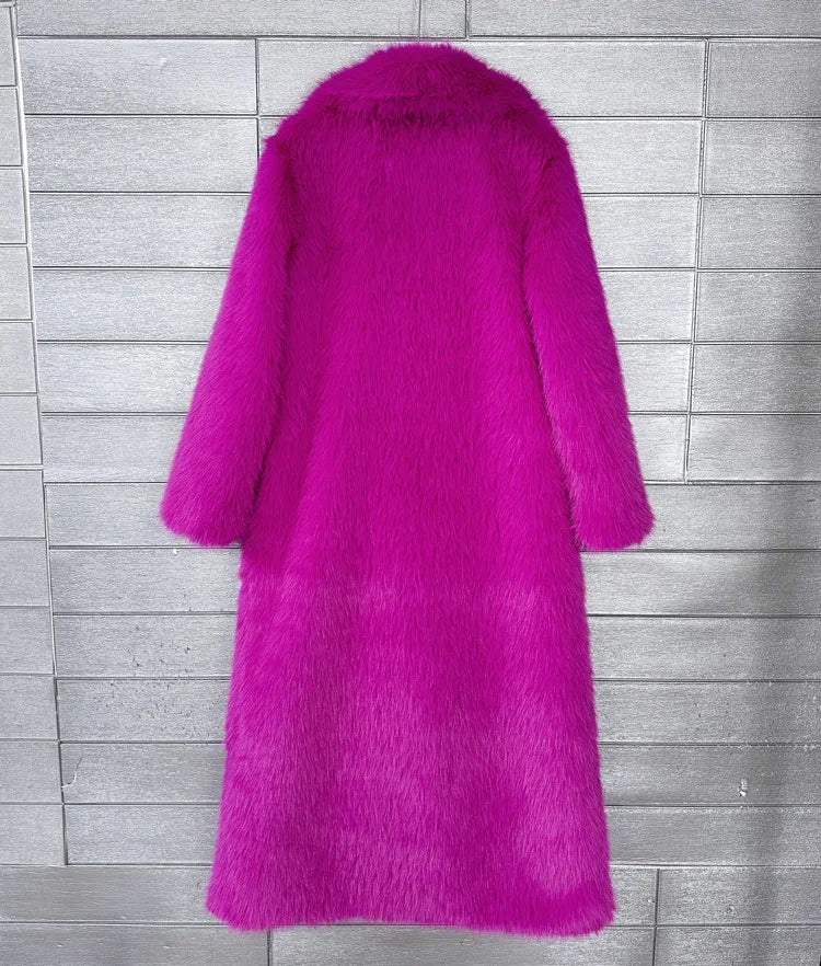 ZADORIN 130cm Super Long Fluffy Faux Fur Coat Woman Jacket Winter Lapel Thicken White Faux Fur Coats Jacket for Women Outerwears