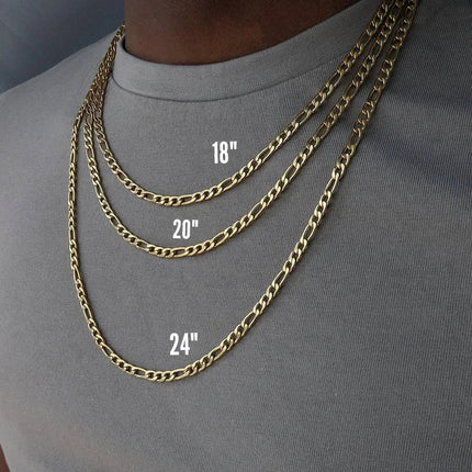 ALIZERO 18K Gold 4MM Figaro Chain Necklace For Women Men Fashion Hip Hop Punk Necklaces Jewelry Wholesale 40-75cm PlatiNum