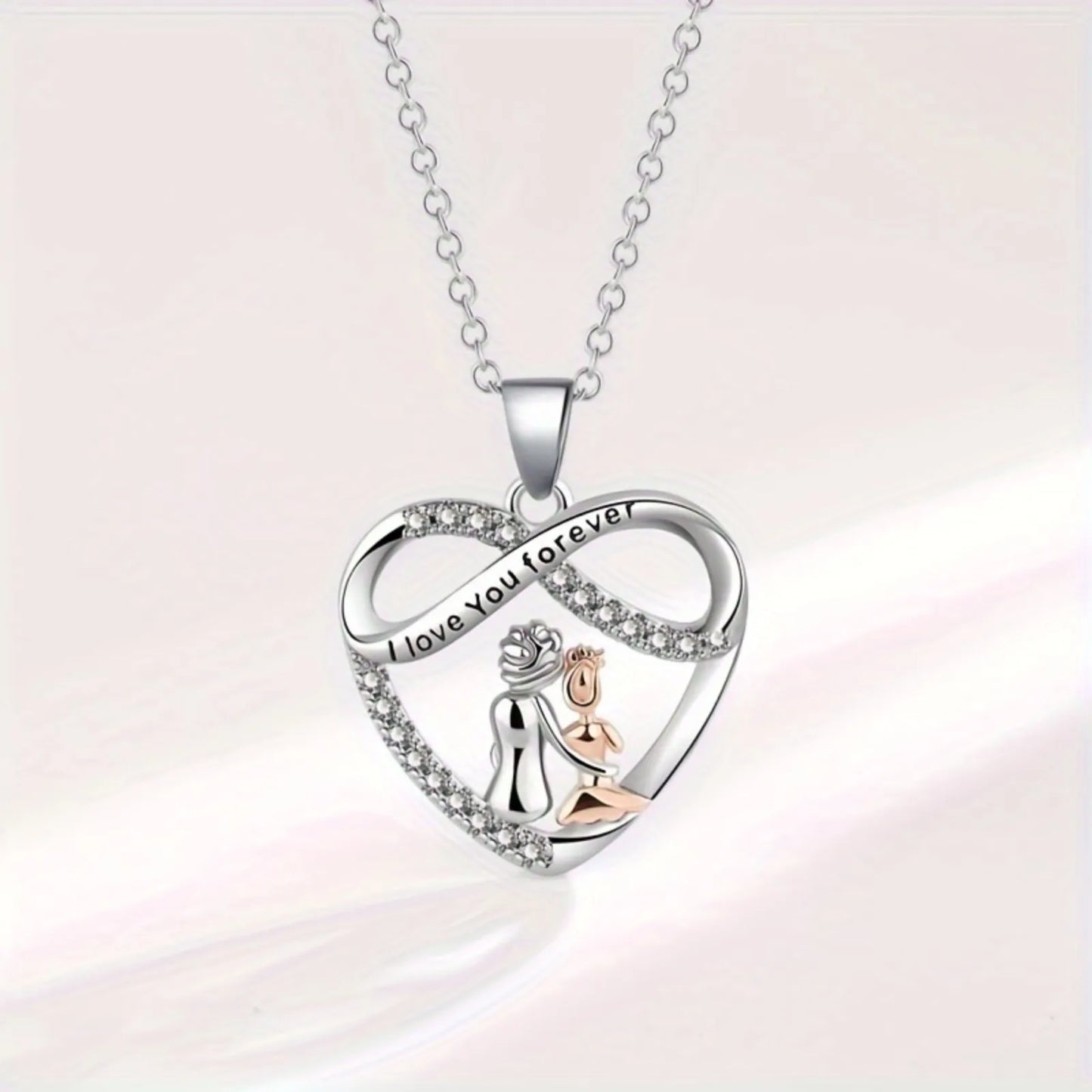 Collana con amore infinito per zia e nipote, zirconi intarsiati in rame, regalo di compleanno della presaglia, regalo di laurea, qualsiasi regalo di festa