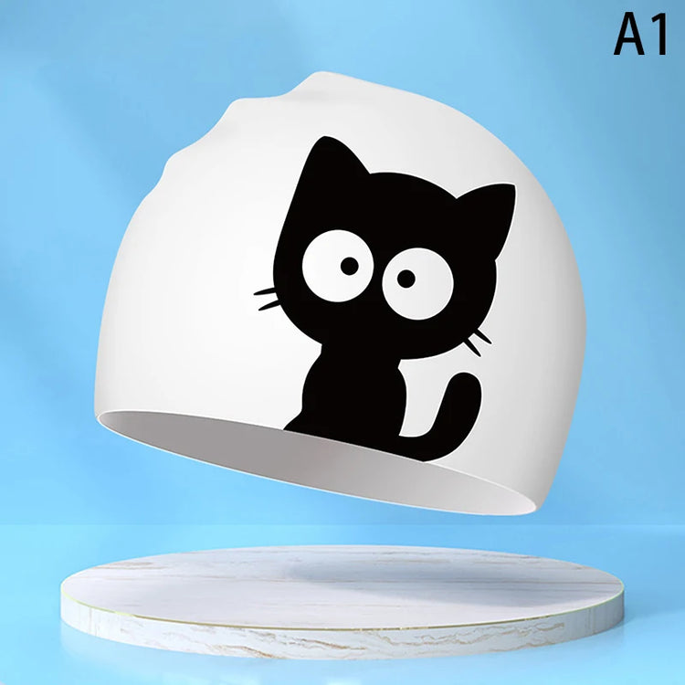 Cuffia da nuoto per gatti carini per orecchie a pelo lungo Proteggi i bambini Cuffia da piscina in silicone elastico impermeabile per bambini Cuffia da bagno Cappello da sub