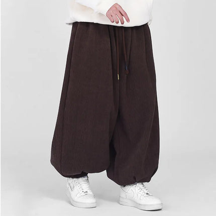 Comodi pantaloni da jogging da uomo 2026 nuovi pantaloni da lanterna di moda oversize in tinta unita da uomo pantaloni casual con coulisse Hip Hop Harajuku
