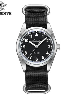 ADDIESDIVE Retro Men's Watch K1 Mineral Glass Stainless Steel 100m Waterproof Night Light Watch 36mm Movement Nylon Quartz Watch