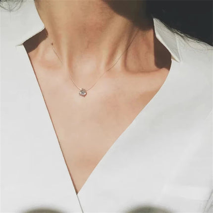 1ct Moissanite diamante S925 argento sterling invisibile trasparente lenza clavicola collana a catena gioielli da donna PlatiNum