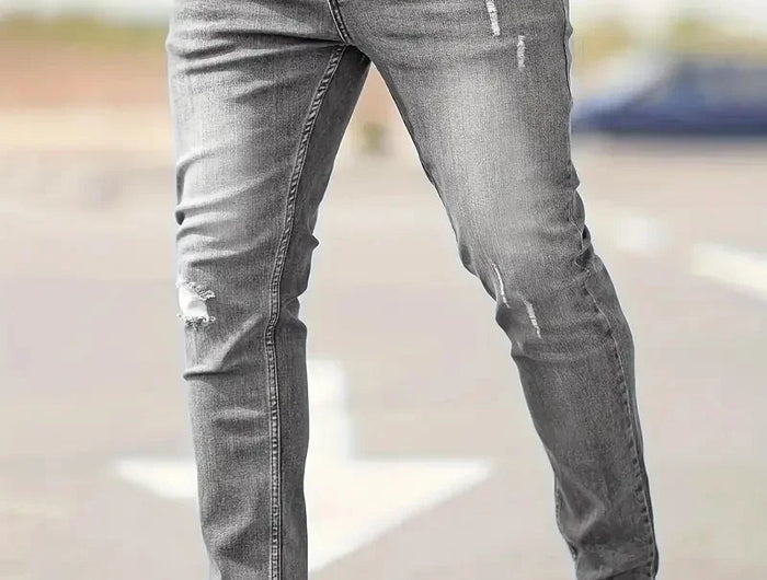 Men's Jeans Stretch Slim Fit Trousers Streetwear Classical Casual Pants Skinny Zipper Denim Designer Clothes Black Blue PlatiNum