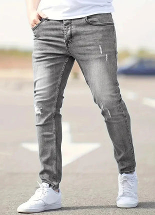 Men's Jeans Stretch Slim Fit Trousers Streetwear Classical Casual Pants Skinny Zipper Denim Designer Clothes Black Blue PlatiNum