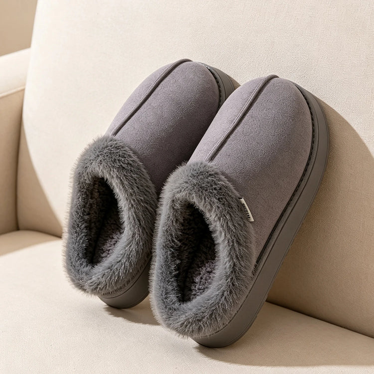 Men's Winter Plush Slippers, Thick Sole Closed-Toe, Warm Sherpa Lining, Non-Slip Indoor/Outdoor Home Shoes for Couples