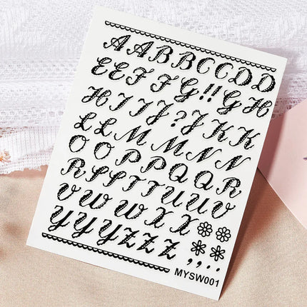 1PC 26-English Alphabet Number 3D Self-adhesive Nail Art Decal Sticker Word Small Letter Nail Decals Sticker Manicure Decoration