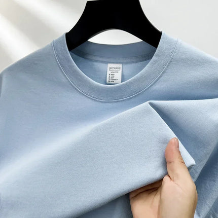 Men's Summer 100% Pure Cotton Short Sleeve Crew Neck Fashion Style Half Sleeve Breathable Top T-shirt Short Sleeve