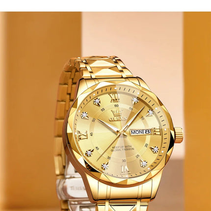 OLEVS Orologio da uomo al quarzo originale Orologio da uomo di lusso con calendario aziendale alla moda in acciaio inossidabile Orologio da specchio a forma impermeabile platinumshop