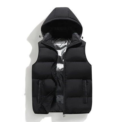 Winter Men Thicken Warm Sleeveless Vests Mens Autumn Detachable Hat Outwear Hooded Waistcoat Vest Jackets Mens Casual Vests Male