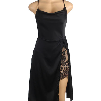 Comeondear Camicia da notte Donna sexy Curva Abito sottoveste in raso Set da notte senza schienale Pizzo Plus Size Lingerie XXXL Camicie da notte più sexy