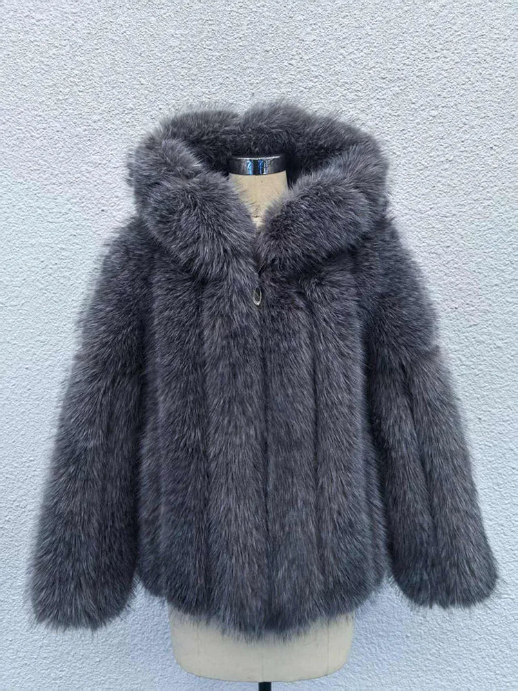 ZADORIN New Luxury Designer Faux Fur Coat Woman Hooded Zipper Furry Warm Winter Faux Fur Jacket Streetwear Fur Coats Woman Tops