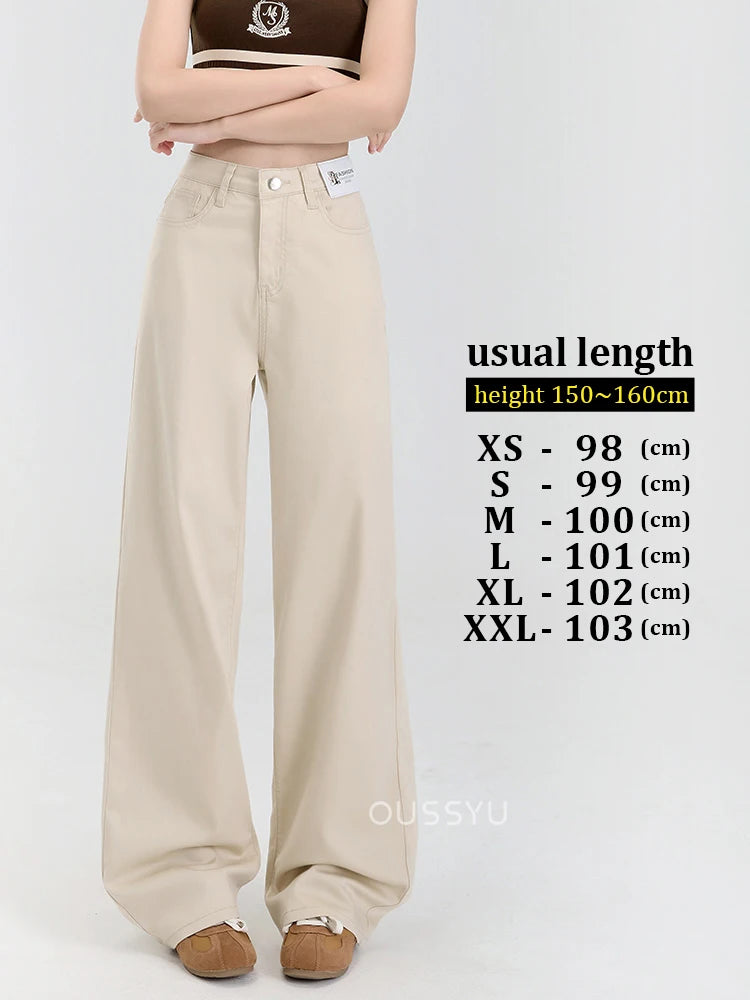 Nuova estate morbida Lyocell Jeans donna blu kaki bianco vita alta dritto sottile gamba larga pantaloni in denim Y2k abbigliamento femminile allentato 2XL