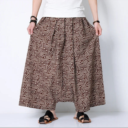 Pantaloni stile cinese uomo retrò Casual gamba larga pantaloni larghi Crossover cotone lino nuovi pantaloni grafici da uomo pantaloni Hip Hop M-5XL