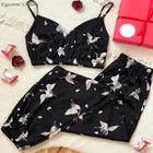 Pigiama da donna in raso di seta Set scollo a v senza maniche Top Sleepwear indumenti da notte pigiama con stampa lavanda Sexy abbigliamento per la casa abbigliamento da casa