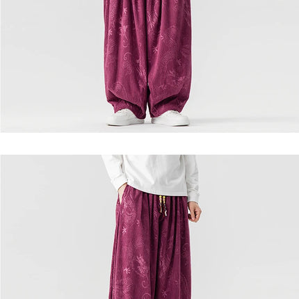 Pantaloni a gamba larga in velluto a coste da uomo in stile giapponese pantaloni larghi casual da uomo spessi e caldi pantaloni a lanterna Hip Hop streetwear taglie forti 5XL