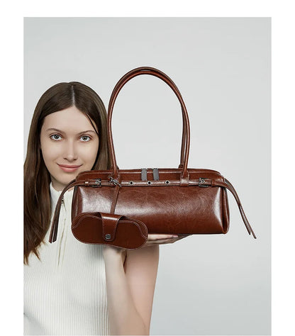 YANATARI underarm cowhide Genuine leather handbags women vintage shoulder bag female  luxury bag high quality long bag