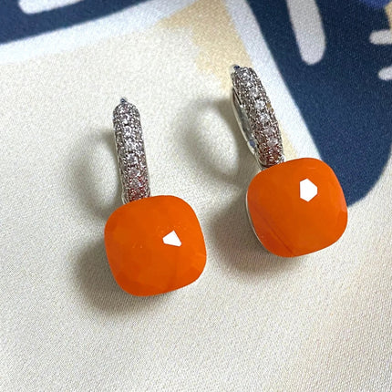 Classic Candy Color Earrings Inlay Transparent Zircon 27Colors Crystal Earrings Platinum Plated Fashion Jewelry For Women PlatiNum