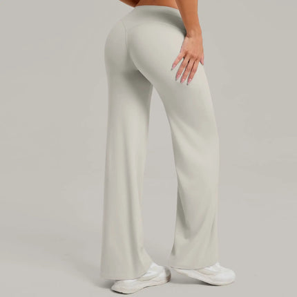 Women's Pilates Yoga Pants Sports Fitness Flared Peach Hip-lifting Leggings Outdoor Workout Training Running Casual Trousers PlatiNum