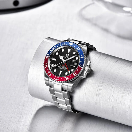 Nuovo Orologio Meccanico Automatico PAGANI DESIGN GMT 2026 per Uomo, Ghiera in Ceramica, Impermeabile 100ATM, Orologio Sportivo Nautico da Immersione, Orologio da Polso Maschile in Acciaio Inossidabile + Reloj Hombre + Scatol