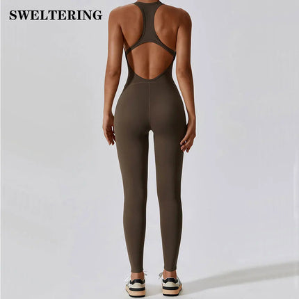 Jumpsuit Gym Set Romper Backless Fitness Bodysuit Siamese Sportswear Women Jumpsuit Buttery-Soft One-piece Playsuit Yoga Suit PlatiNum