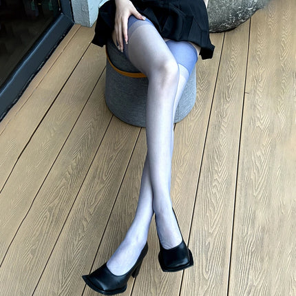 Calze trasparenti multicolori per donna, lunghezza 110 cm, calze anti-gancio, calze lunghe non elastiche per reggicalze