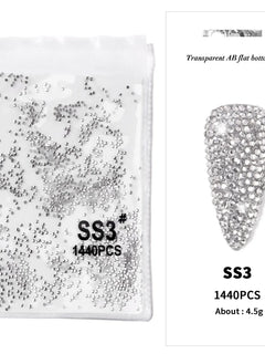 AB/Clear 1 Bag Nail Rhinestones Sizes SS3-SS12 1440 pcs Nail Art Decoration Flatback Glass Stones Shiny Gems DIY Gems nail accessories
