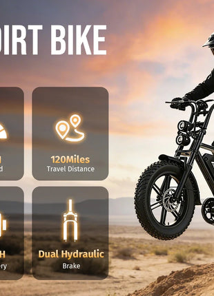 Nuova Bici Elettrica POWBEN V20 2026 UE, Motore 2000W, Velocità Massima 50km/h, Batteria 52V 15Ah, Pneumatici 20×4.0, Cambio a 7 Velocità SL-TX30-7R, E-Bike per Adulti