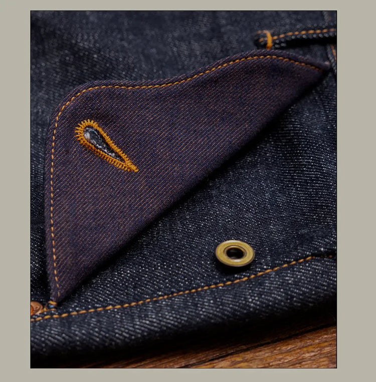 Red Tornado Retro Heavy 18oz Raw Selvedge Denim Pants Sanforized Button Fly High Waist Flap Pocket Carpenter Style Jeans