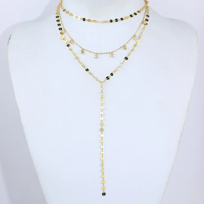 2025 Nuova collana lunga per le donne Y Lariat a forma di disco girocollo sexy multistrato con paillettes catena nappa bling cz pendente collana