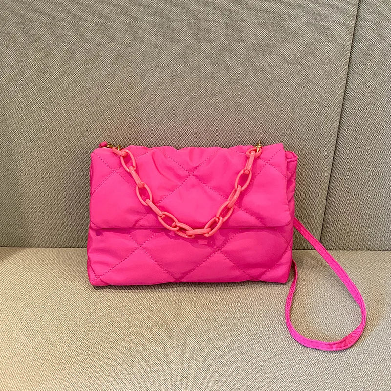 Yogodlns Large Capacity Crossbody Square Bags Casual Chain Women Underarm Bags Fashion Quilted All-match Winter Simple Shopping