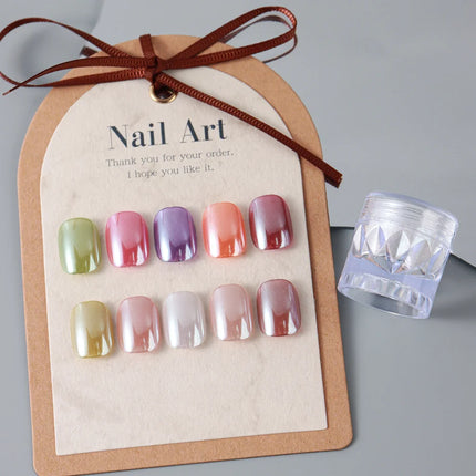 1 Box Chrome Mirror Nail Powder Pearl White Rubbing Pigment Dust Moonlight Effect Shimmer Glitter Manicure Decor Nail Accessorie2028