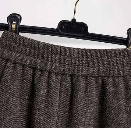 Thicken Woolen Skirt For Women Autumn Winter High Waist Loose A-Line Skirts Elegant Office Lady Mid-length Skirt PlatiNum