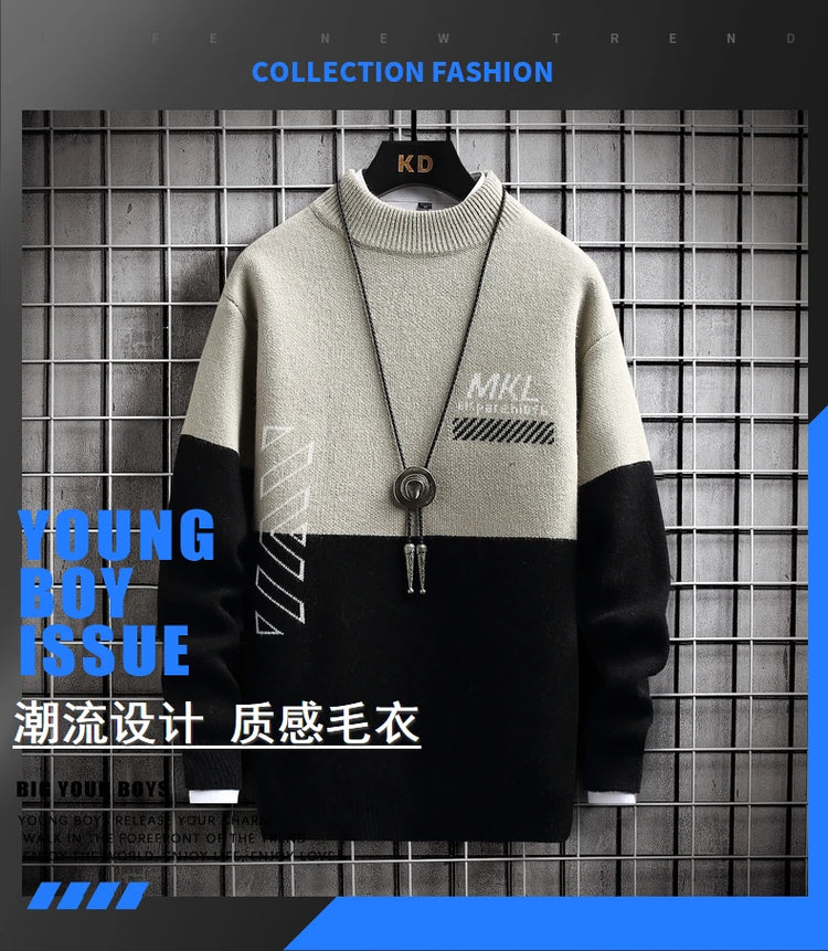Fashion Sweater For Men Pullovers Men's Clothing Knit Men's Sweat-shirt Autumn Casual Hombre Warm Solid Spring Male Streetwear